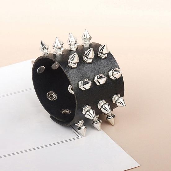 Unisex Bangle Retro Punk Gothic Style Rivet Decor Leather Exaggerated Hippie Rock Singer Wrist Bangle Club Party Performance Jewelry Wristband