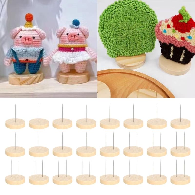 24 Pcs Double Needle Dolls Stand Crochet Dolls Holder Wood Crochet Dolls Stand Action Figure Stand