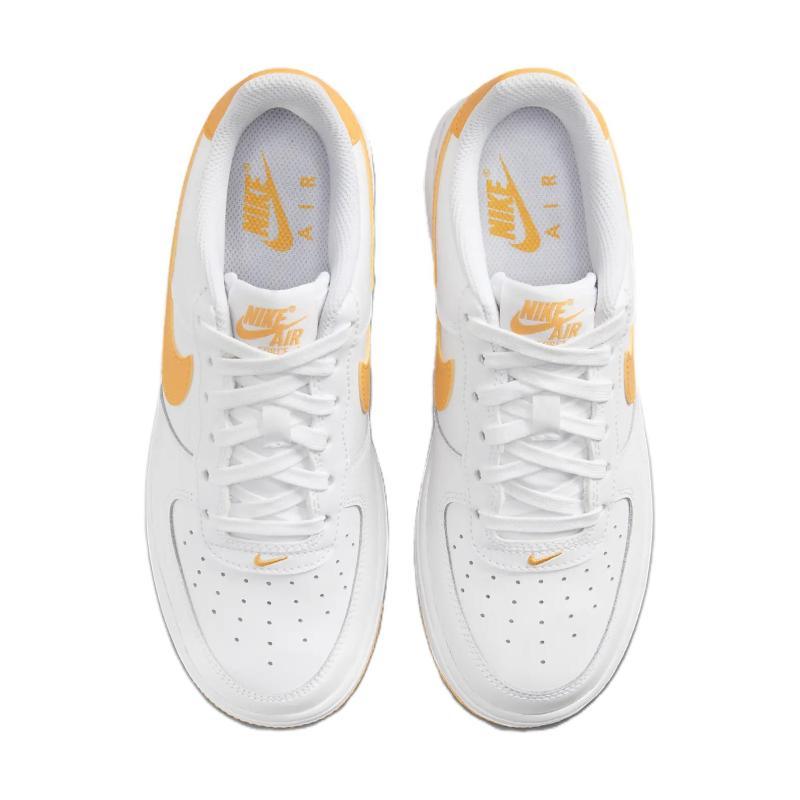 Nike Air Force 1 Low Top Kids' Skateboarding Shoes White Yellow Sneakers FV5948-109