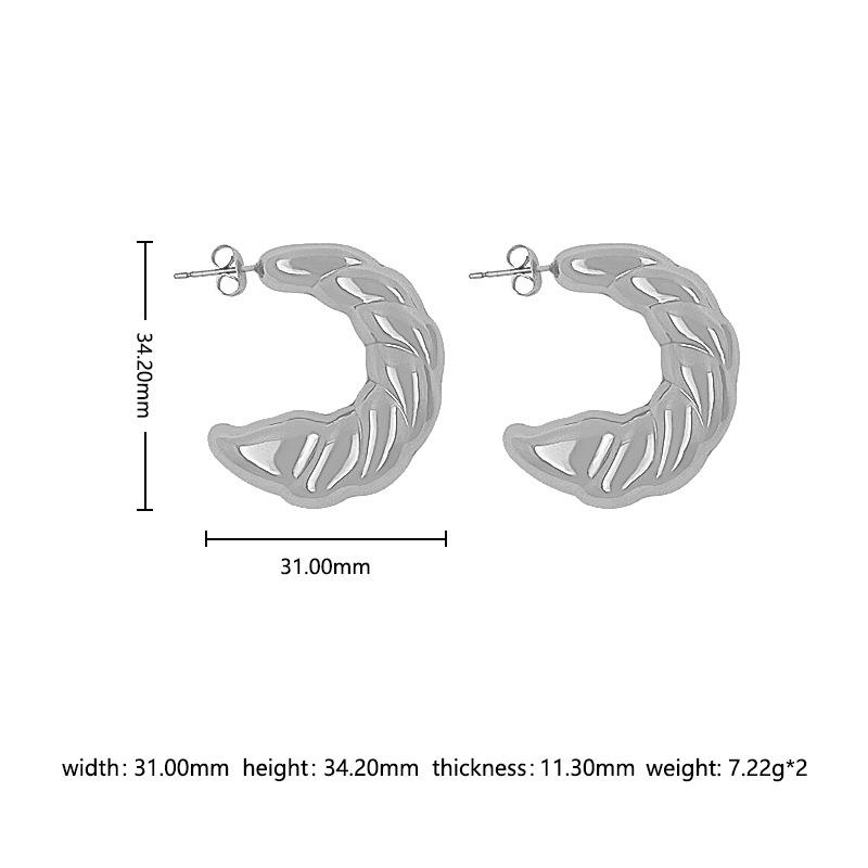 18K Gold Stainless Steel Croissant Hollow C-shaped Ear Huggers for Women - European  American Style Earrings