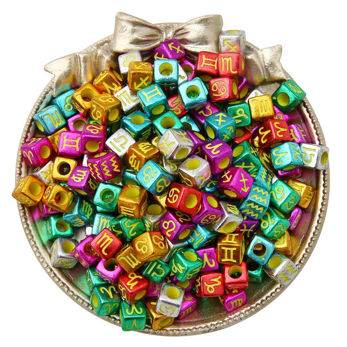 

50 шт., 7x7 мм, кубики, бусины созвездия, подвески, свободные бусины-разделители для изготовления ювелирных изделий