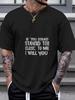 1pc Bold Humorous Statement Black T-shirt