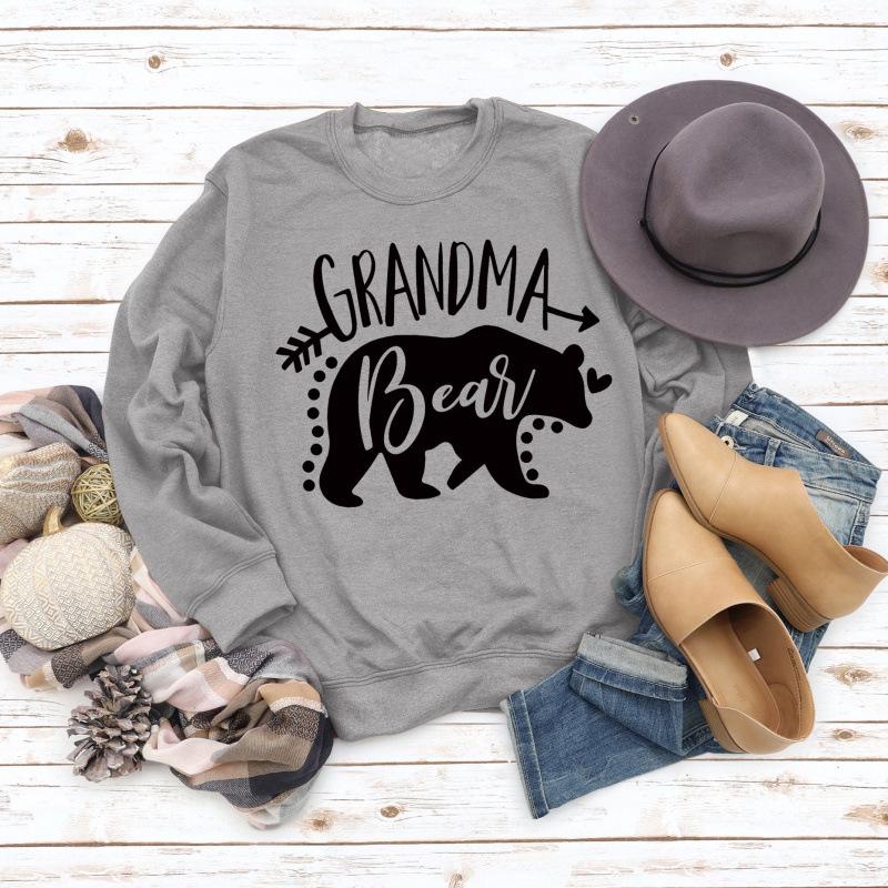 Grandma Bear Letter Print Women's Long Sleeve Sweatshirt