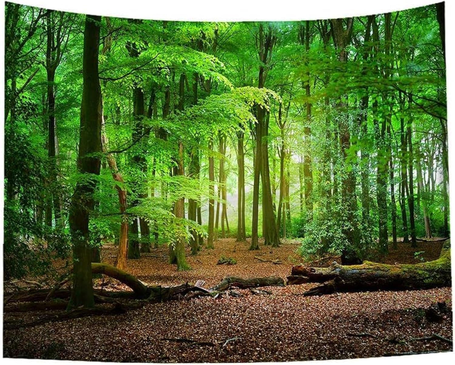 Green Misty Forest Tapestry Wall Hanging Nature Mountain Cave Landscape Tapestry Waterfall River Tapestries For Bedroom Living 70x100CM