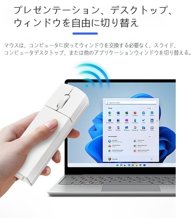 Wireless Bluetooth Perfect for PowerPoint Quiet with Storage Mini Aerial Simultaneous Connection to 3 Compatible with and macOS & 2.4G 2-in-1 Mouse,