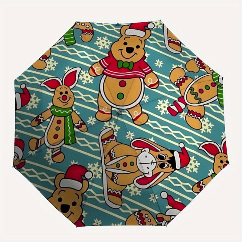 

1pc Christmas Winnie-the-Pooh Automatic Folding Umbrella - Portable Foldable Design with 8 Ribs, Durable Plastic & Iron Frame, Sturdy Ribsy250725034