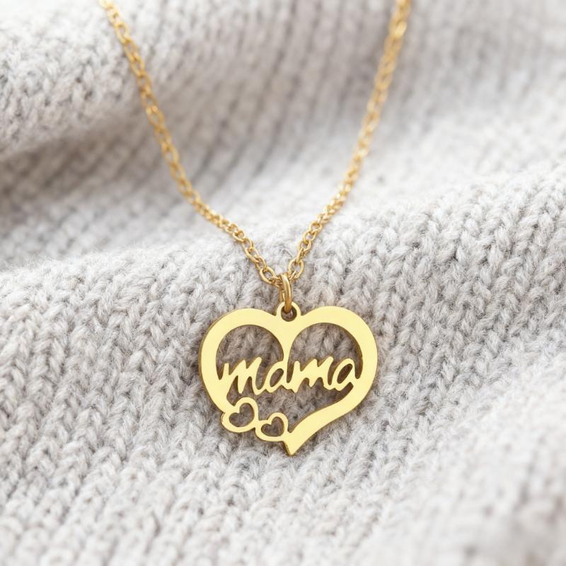 Stainless Steel Necklaces Heart Letter Mama Pendants Necklaces Mother Necklace For Women Jewelry For Mother Best Gifts