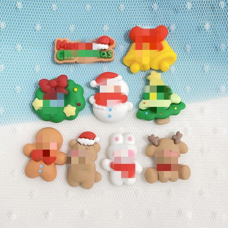 Cute Christmas Snowman Wreath Resin Accessories For Diy Phone Cases And Hair Accessories