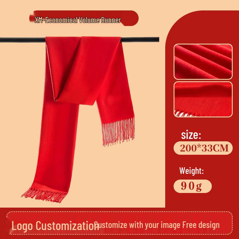 Roter Schal mit individuellem Logo für das Firmenjubiläum - Sonderveranstaltung zum Jahr des Pferdes