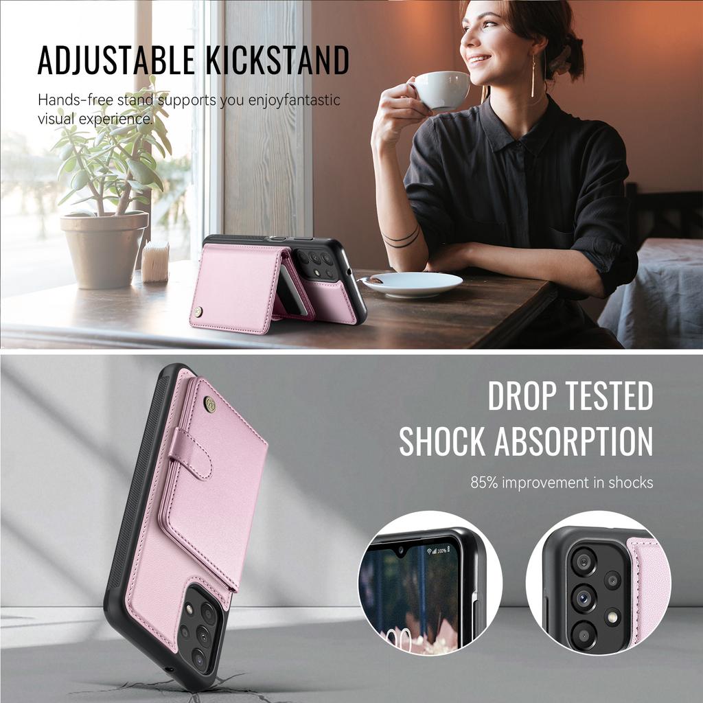 For Samsung Galaxy A13 4G/Galaxy A04s 5G/Galaxy A13 5G Case JEEHOOD J09 RFID Blocking Card Holder Leather Back Phone Cover Magnetic Case