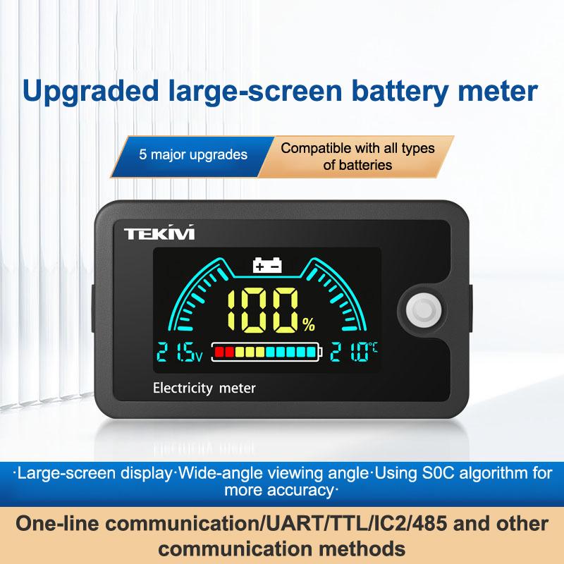 1 Set Lifepo4 Blei-Säure Lithiumbatterie DC8-100V Batteriekapazitätsanzeige mit Temperaturalarm LCD-Bildschirm Stromzähler