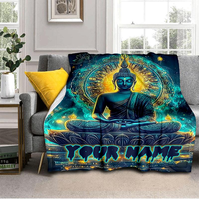 1PC Custom Name Buddha Enlightenment Journey Blanket Versatile,all-season Throw Suitable for the Living Room,bedroom,camping,travel,and Gift