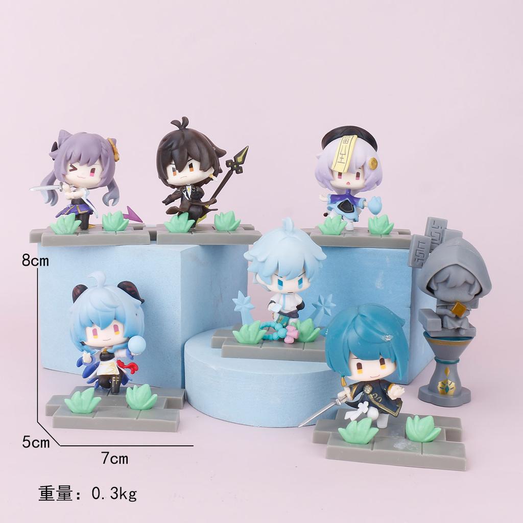Genshin Impact Raiden Shogun Paimon Klee PVC Anime Figurine Set Collectible Toy For Fans Desk Home Decor Birthday Holidays Gift