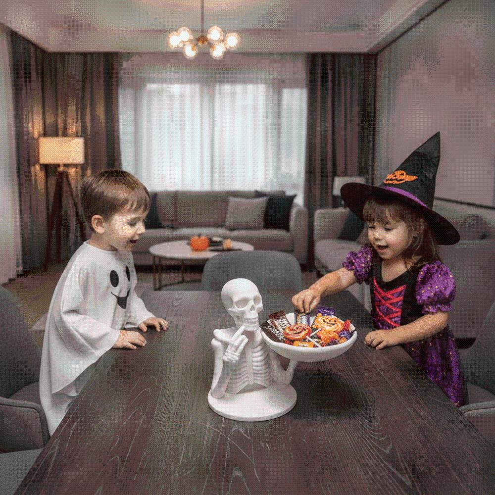 Matte White Skeleton Candy Bowl Bone Shape Halloween Key Holder Skull Tray Decor Gothic Lovers