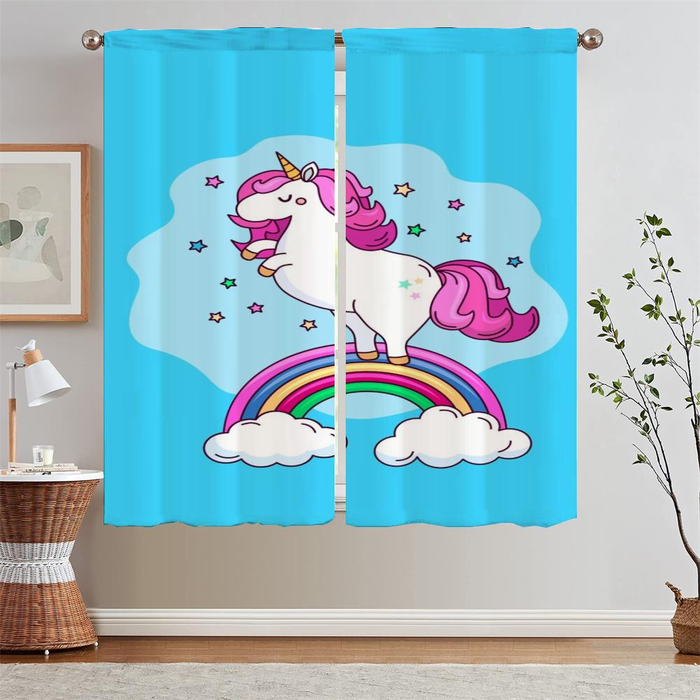 Cartoon Unicorn Blackout Ready Curtains Cheap Things With Free Shipping for Home Interior Curtains Blind Curtain for Living Room