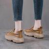 Women's Genuine Leather Retro Lace-Up Sneakers with Thick Soles - Spring Casual Cowhide Loafers