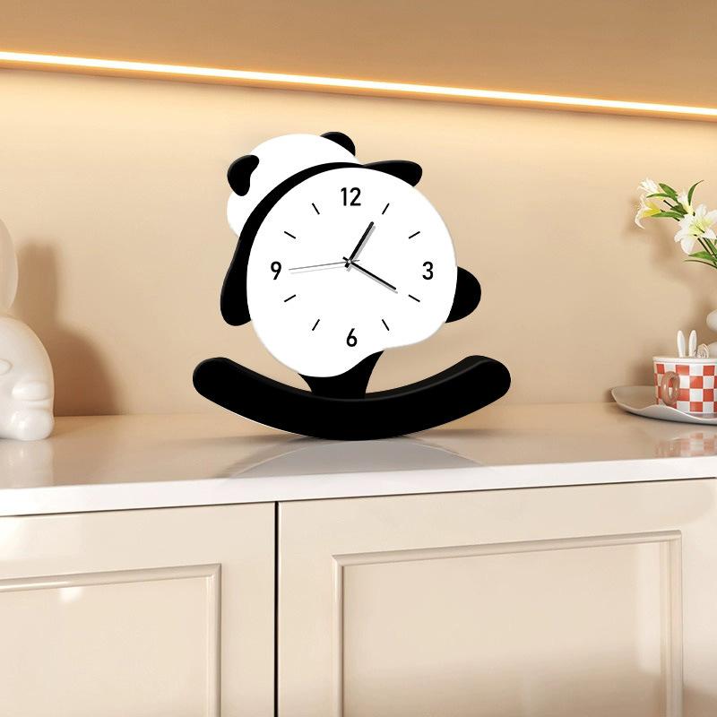 Panda Ornaments Light Luxury High End Home TV Cabinet Decoration Living Room Modern Office High End Sense Pendulum Clock Table Clock