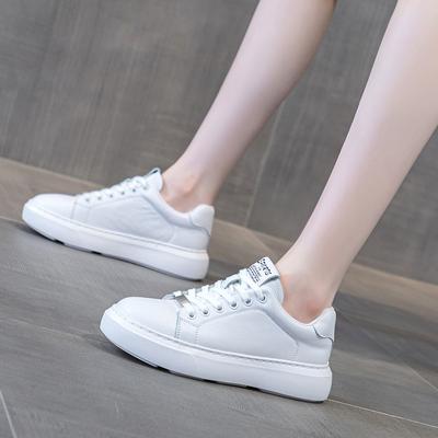 Thick Bottom Leather White Shoes Casual Soft Bottom Board Shoes