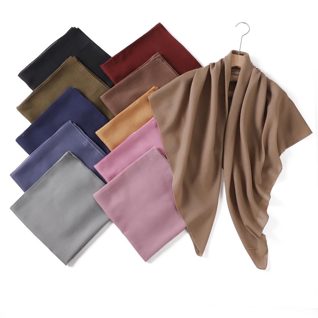 110x110cm Square Scarf - 100% Viscose Basic Style Versatile Headscarf Shawl for Women Warmth Solid Color Suitable Muslim Hijab