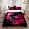 3pcs Skull Flames Bedding Set, Includes 1 Comforter + 2 Pillowcases, Without Pillow Inserts, Soft Comfortable, Lightweight Breathable, Print