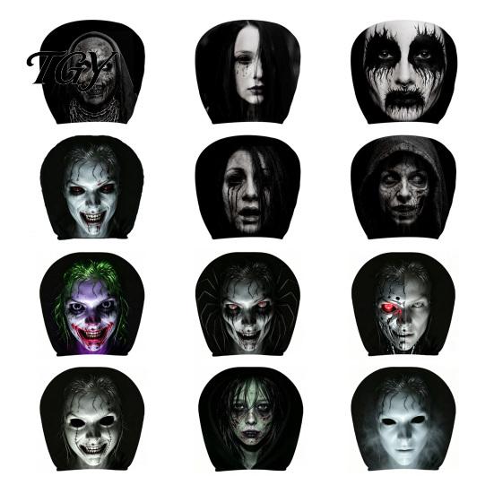 Car Headrest Cover Universal Cover, Scary Face Protective Seat Protector Removable for Most Vehicles, Easy to Install Automotive Interior Accessories
