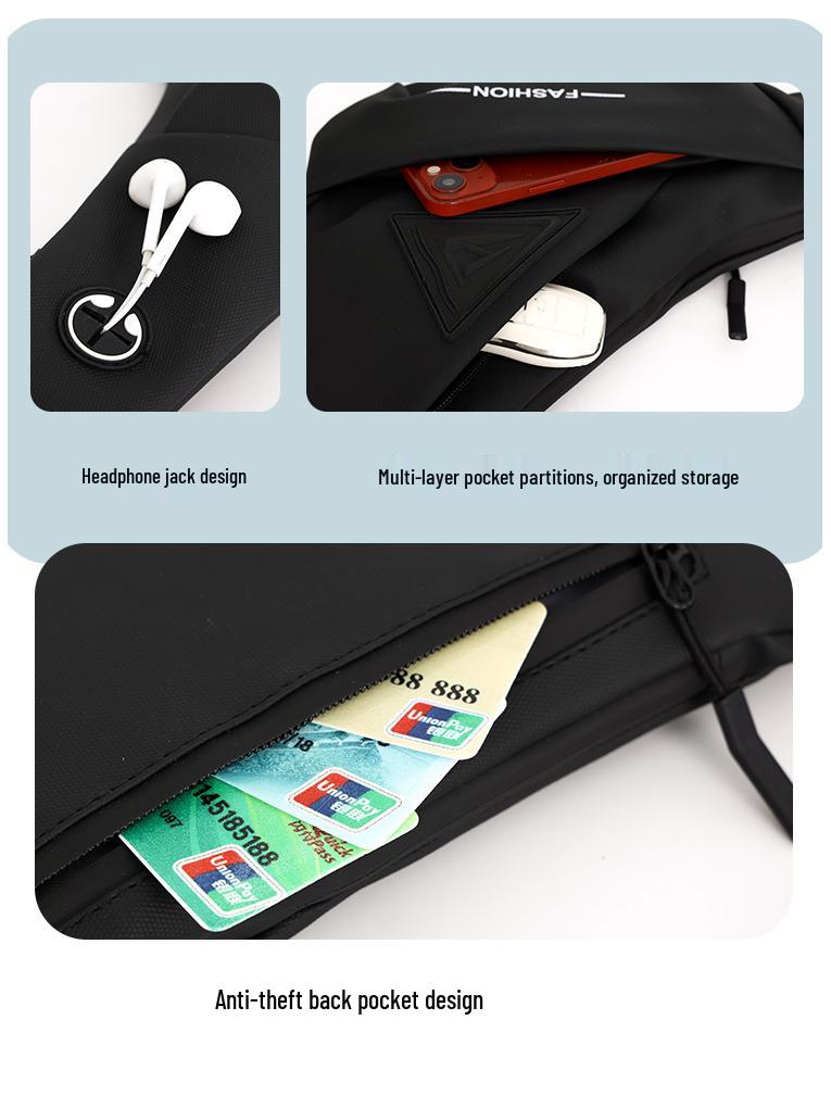 Men's Cross-Body Chest Bag: New Style, Water-Repellent, Travel-Ready, Multifunctional, Single-Shoulder Backpack.