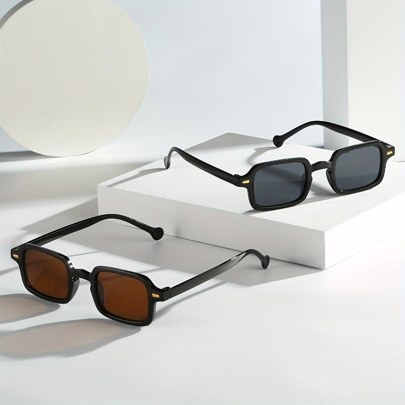 2 Pieces of Men's Plastic Full Frame Retro Elegant Glasses Suitable for Daily Commuting Dressing Vacation and Photography