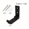 Five-piece wall-mounted rust-proof folding clothes hanger, black heavy-duty hooks, suitable for hanging clothes, towels, hats.