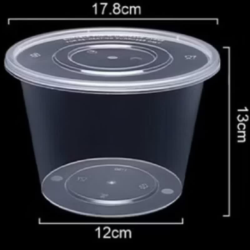 Disposable Transparent Plastic Round Soup Bowls with Lids