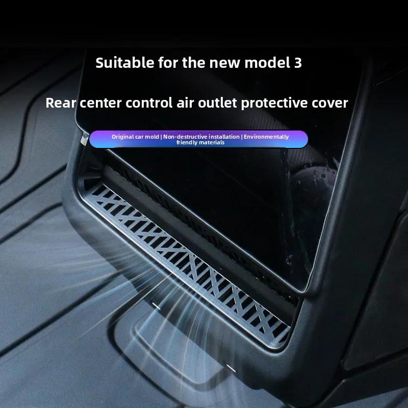 QRZL4 For Tesla Model 3 Highland 2024 2025 Rear Center USB Protective Cover Modification and Rear Air Outlet Protective Car Sticker