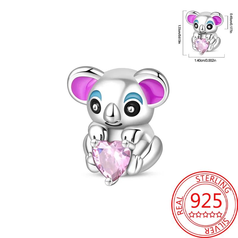 Copper Pet Series Cute Animals Charms Blue Penguin Hug Heart Love Bead Fit Original Bracelet For Women Jewlery Gift