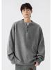 520g Men's Retro Henley Collar Heavyweight Sweater - Old Money Style, Casual Knit Hoodie, Plus Size, Autumn/Winter Wear