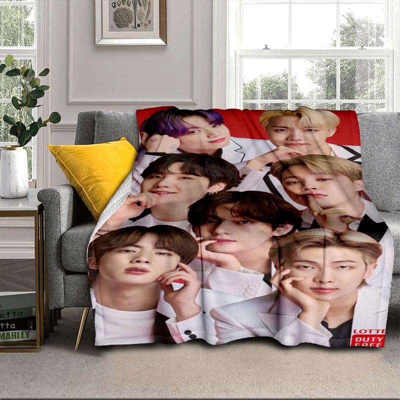 Colorful kpop Artwork Blanket Flannel Blanket for bed, sofa, Camping, Hiking, Picnic Essentials, gift for family Fan gifts