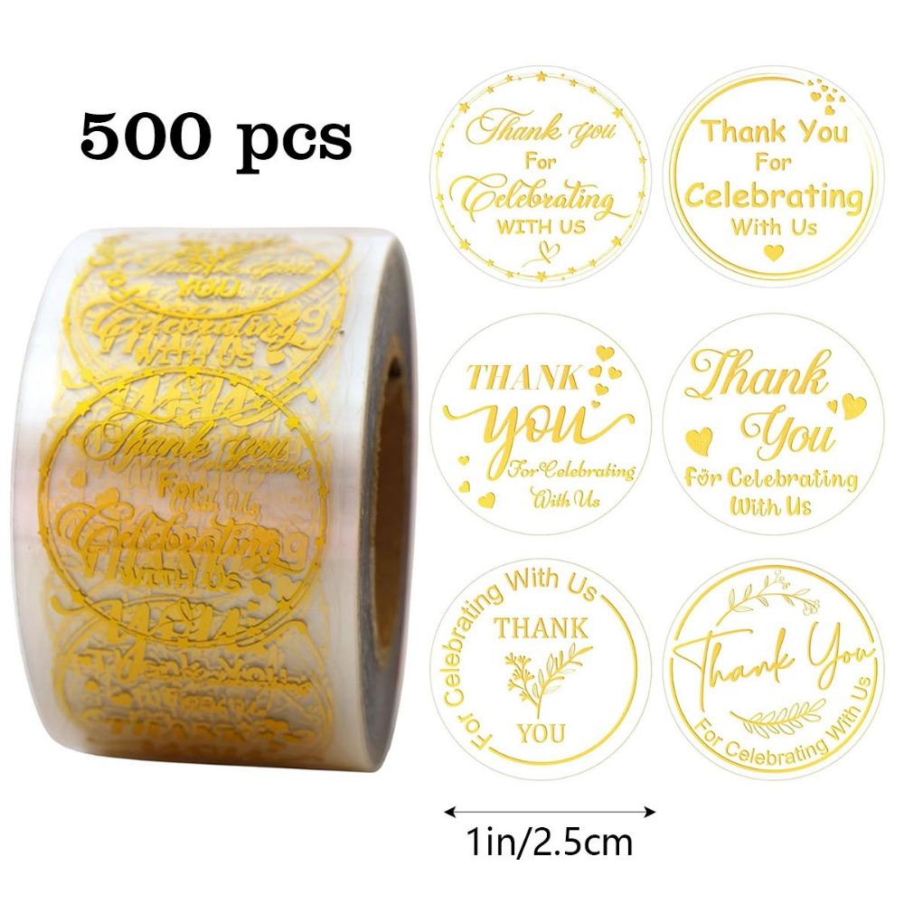 

500 шт. 1 Водонепроницаемые самоклеящиеся наклейки из ПВХ с золотой фольгой «Спасибо» - Идеально, Свадьбы и Вечеринки, Универсальные Персонализированные Пользовательские Этикетки