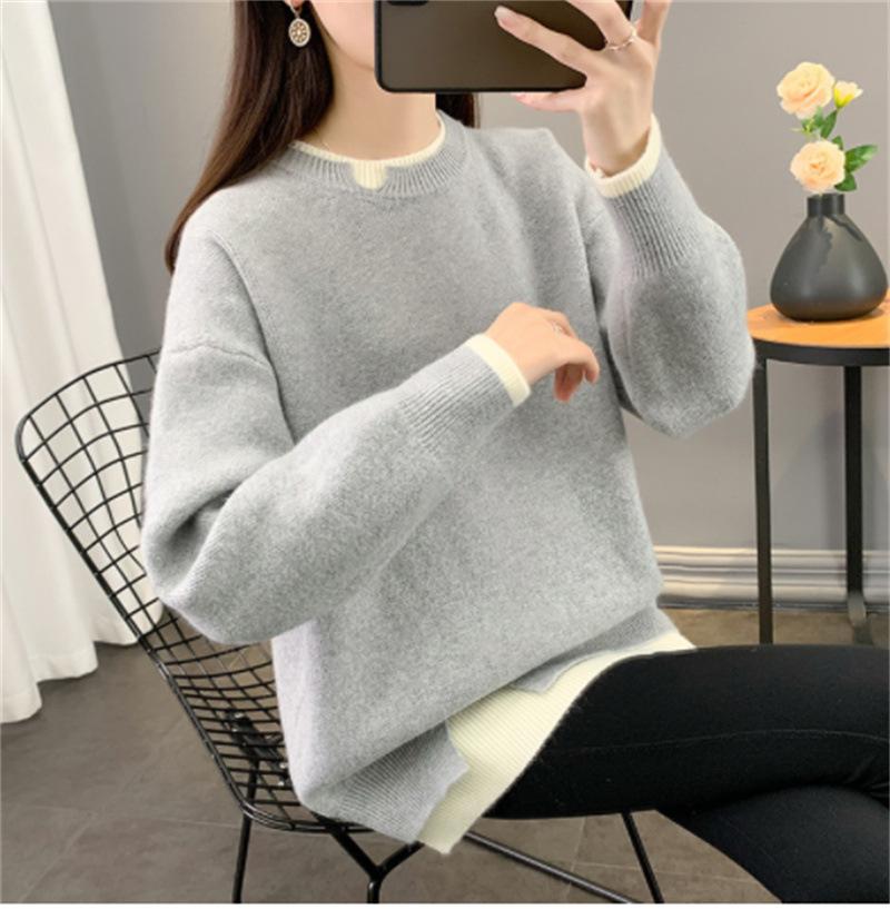 Women's Sweater Autumn and Winter New Loose and Lazy Style Outerwear Pullover Knitted Sweater