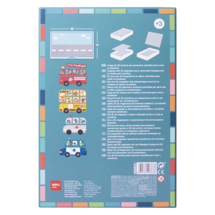 APLI Magnetic Cars Game - 25 Pieces - For Children from 3 Years Old