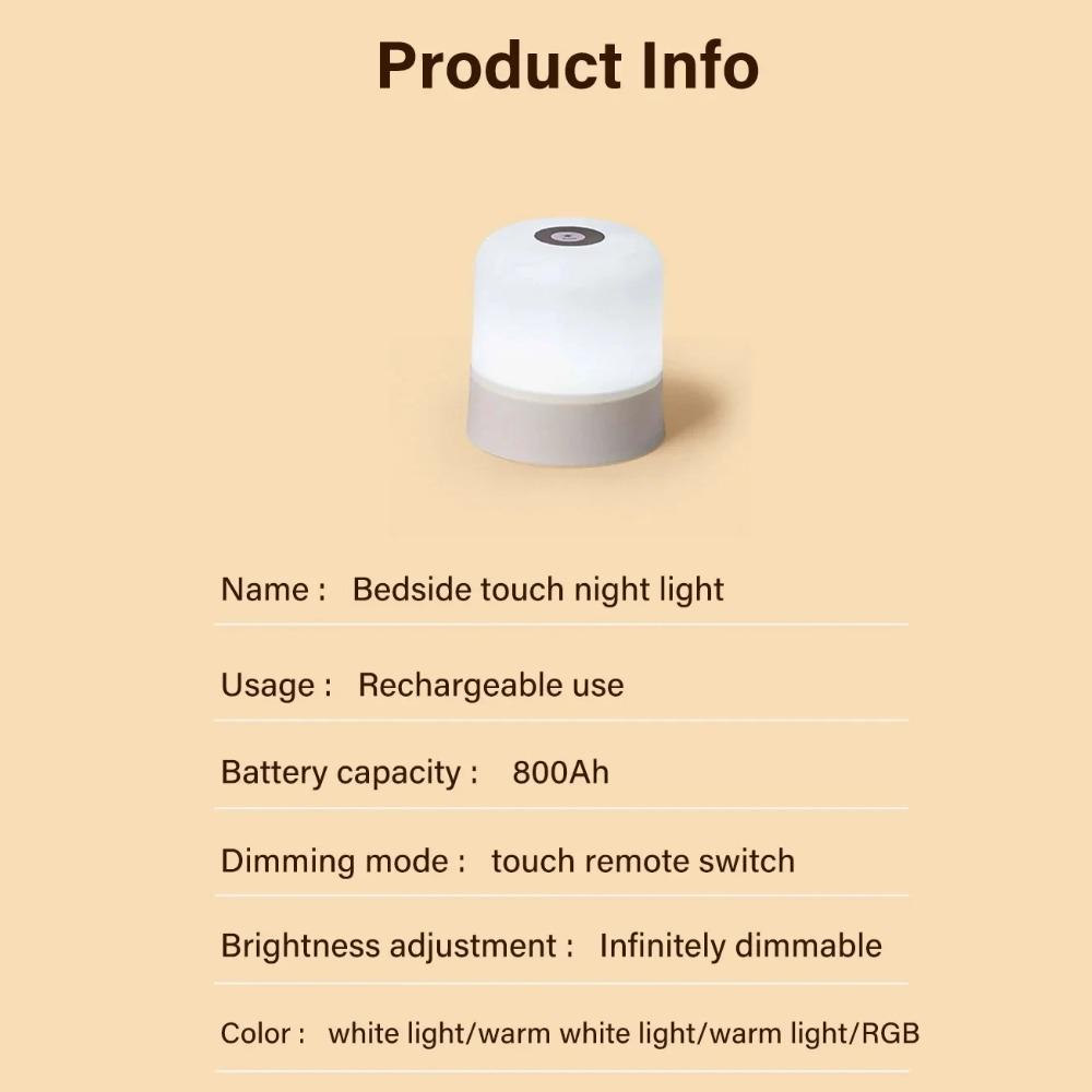 13 Color LED Table Lamp - Touch & Remote Control Dimmable Rechargeable Bedside Night Lamp for Room Decor