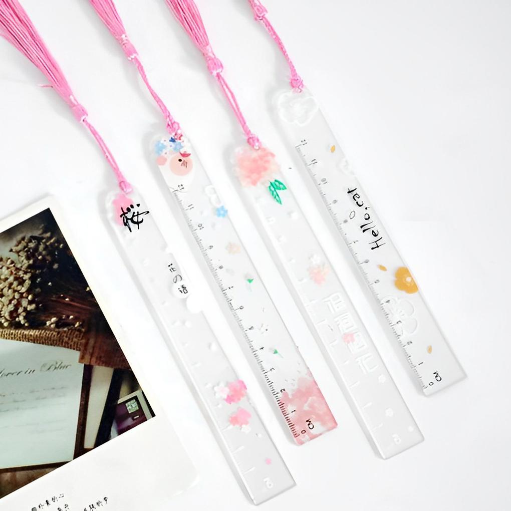 Resin Bookmarks Handmade Transparent Dried Flower Student Stationery School Supplies Ruler Bookmark for Women Adults Kids