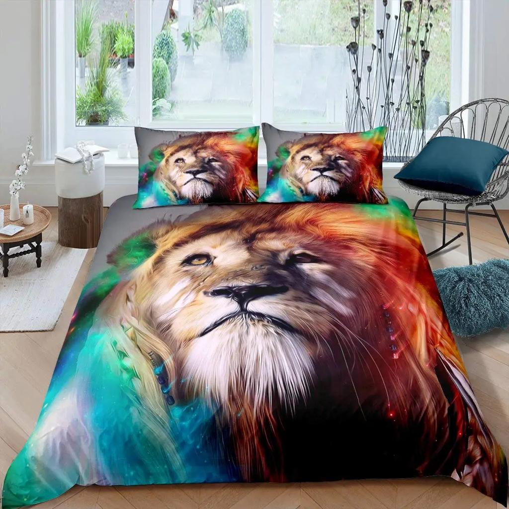 Comforter 3D Lion S Kingvintage Lions Bedding Set 2/3Pcs Black Grey Trendy Wild Animals Comforter Set For Adults Men