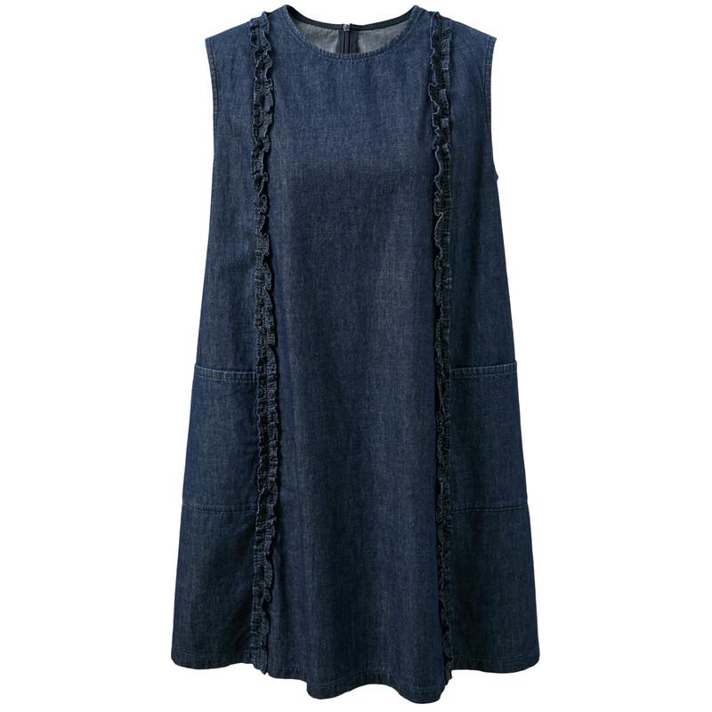 SanCai 2026 Summer 100% Cotton Denim Babydoll Dress