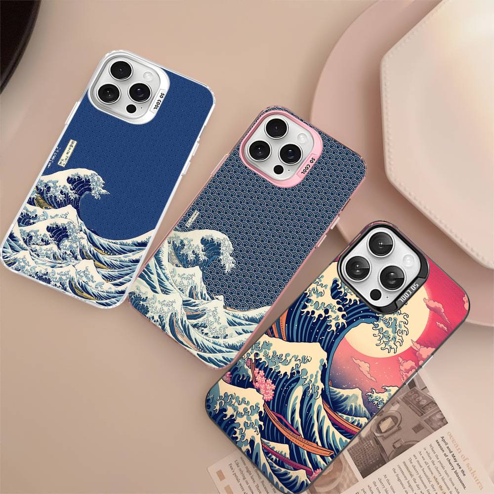 Japanese Waves Phone Case For IPhone 17 16 15 14 13 12 11 Pro Max Plus Pro Colorful Shell