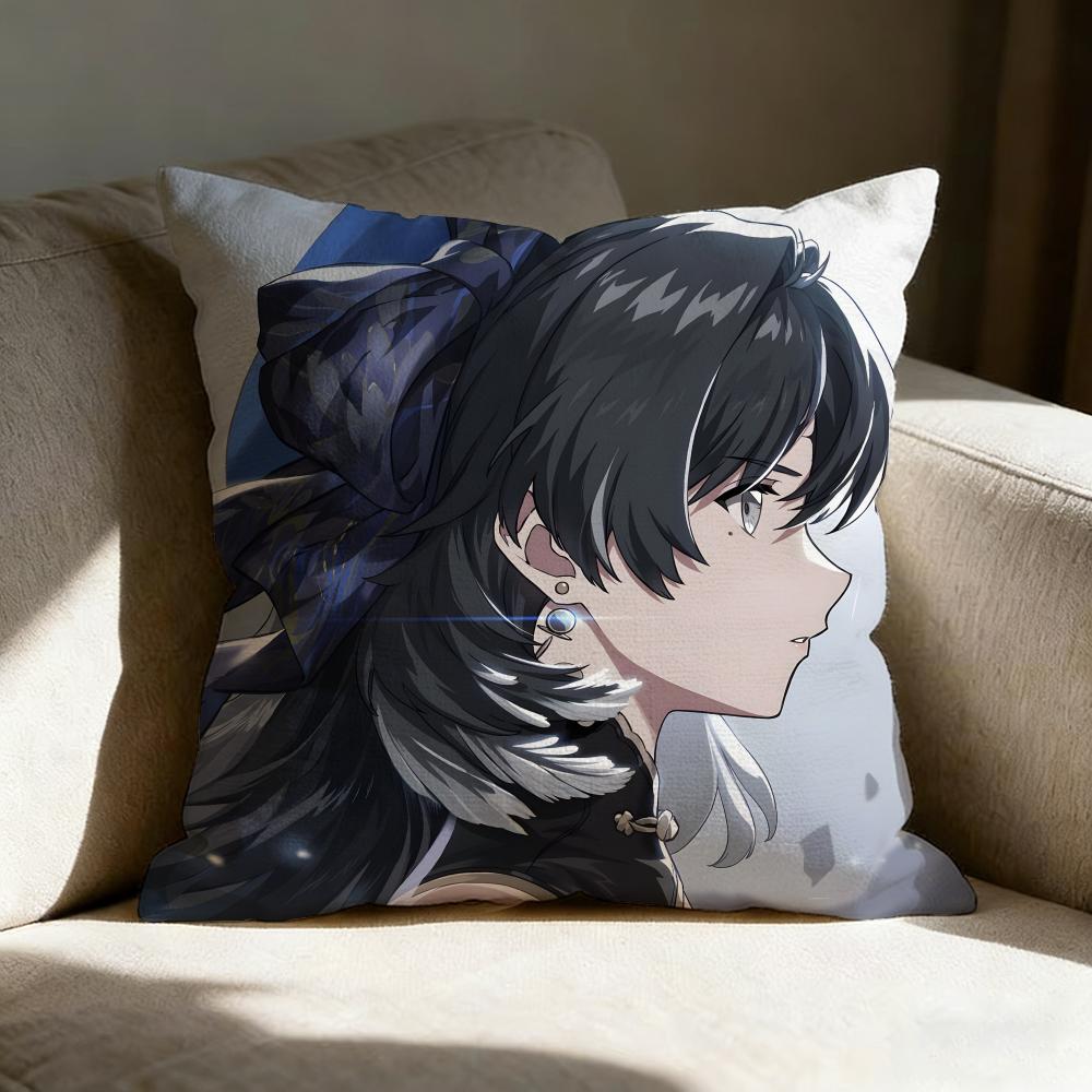 W-Wuthering W-Wavess Anime Pillow Case Pillowcase, Double-Sided Printed, Sofa Cushion, Bedroom Headboard Pillow