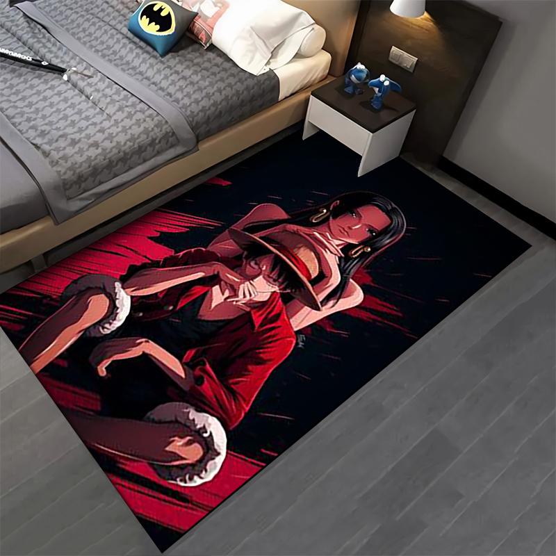 Anime-Style Carpet, Black and Red Design with Two Characters Suitable for Use As an Anti-slip for Living Room Bedroom Sofas