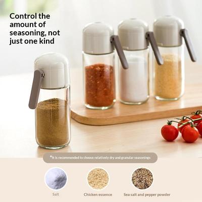 1Pcs Household Salt Jar Kitchen Cooking Salt And Pepper Shakers Quantitative Glass Seasoning Bottle Each Press 0.5G Metering