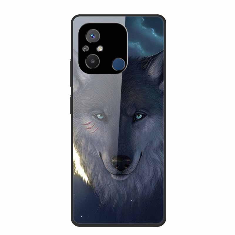 Gehärtetes Glas Case für Redmi 12C Rückabdeckung Hartschalen Case für Xiaomi Redmi 12C 4G Handyhülle Redmi12C Fundas 22120RN86G Cooler Stoßfänger