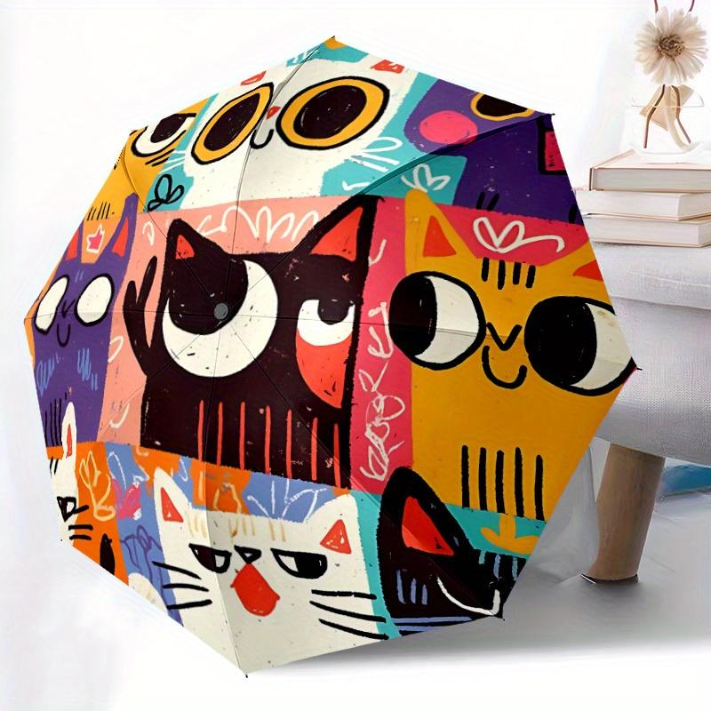 1pc Cat Whisker Automatic Open 8-Rib Windproof Umbrella, Travel & Commuting, Suitable for All Seasons