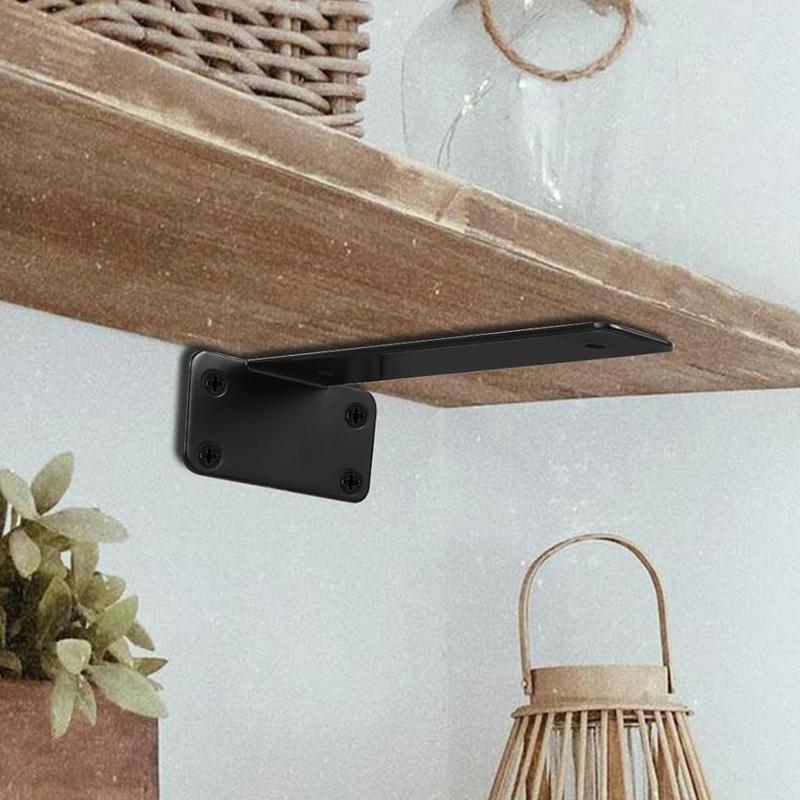Metal Floating Shelf Brackets Heavy Duty 90 Degree Support Bookshelf Holders L-shape Partition Wall Shelves Bracket with Screw