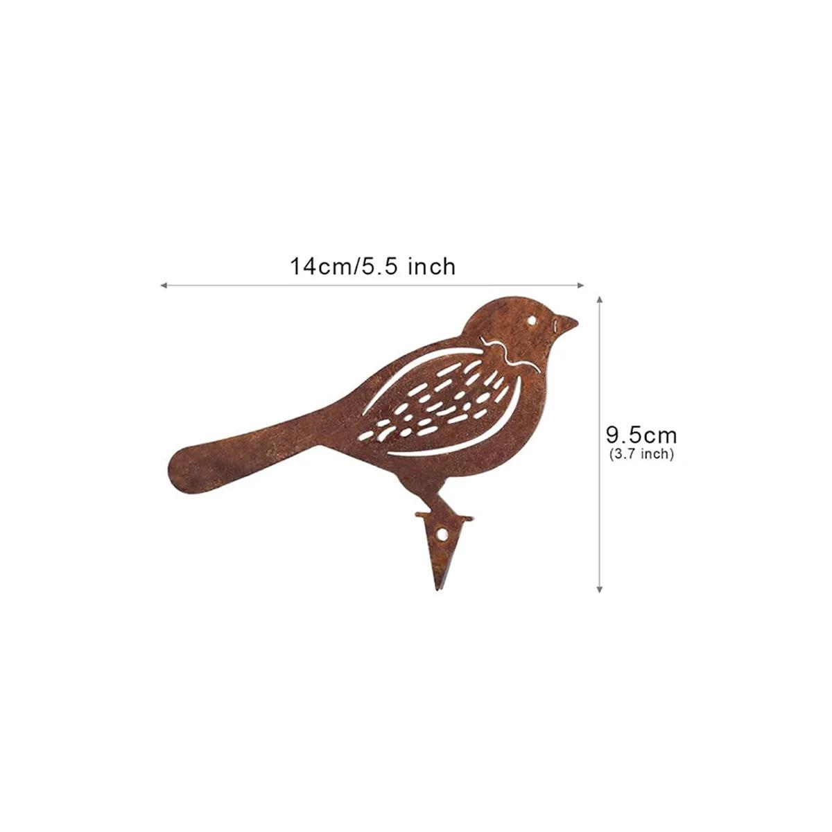4 упаковки металлических садовых украшений в виде птиц с ржавой патиной для домашнего