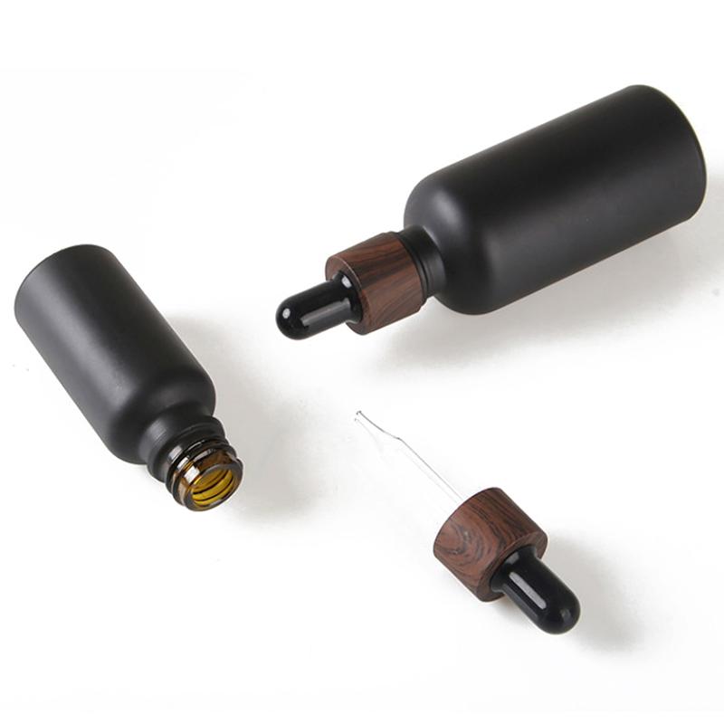Frosted Black Glass Dropper Bottles Bright Glass Empty Dripper Pipette Bottle Plastic Lid For Essential Perfume Oil Serum