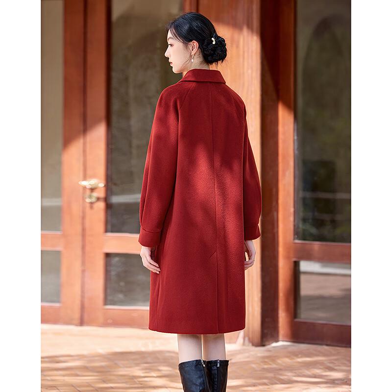 Shishui Nianhua Women's Red Wool Blend Coat